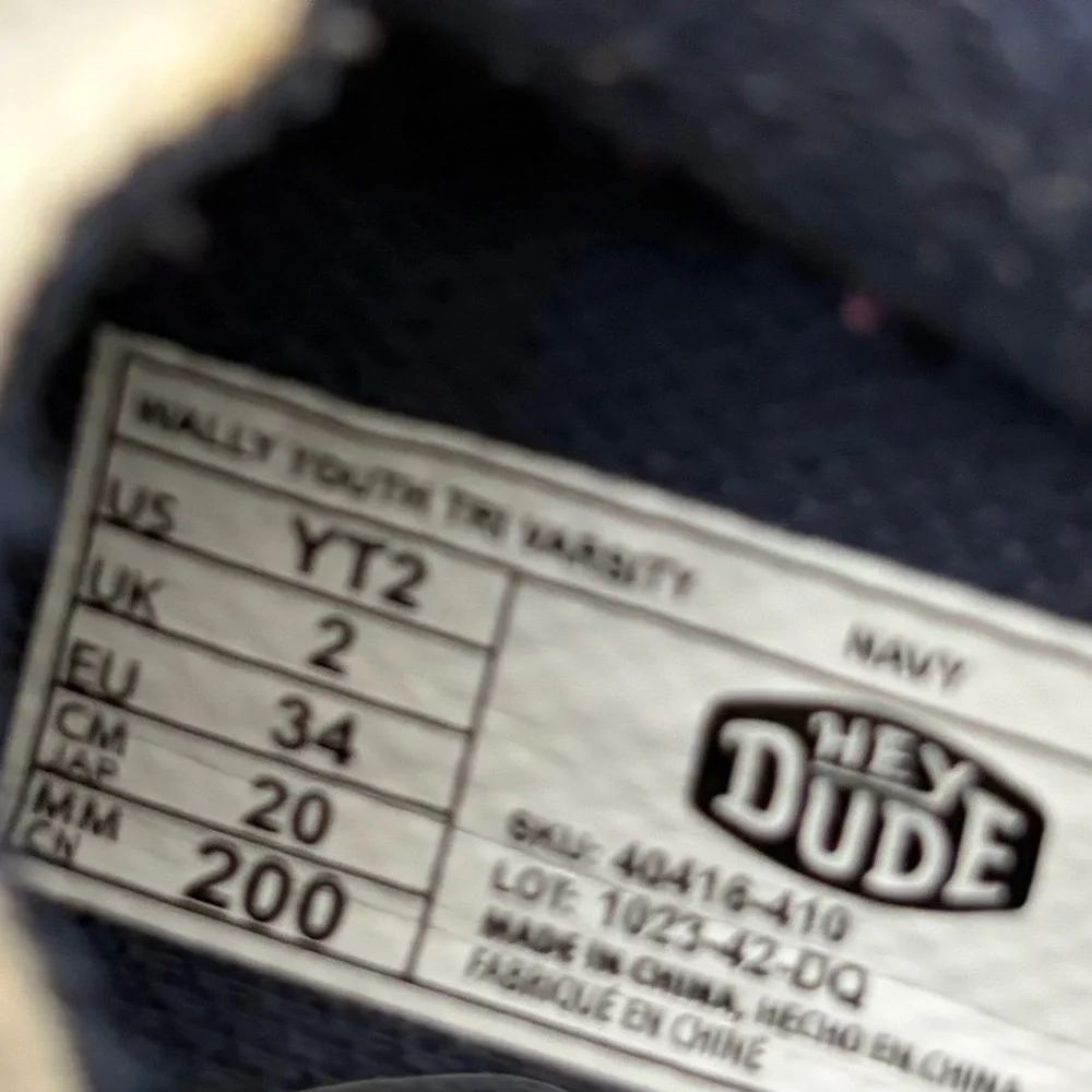 Hey Dude Kids Youth 2 Wally Tri Varsity Loafers Navy Gray 40416-410 Moccasin